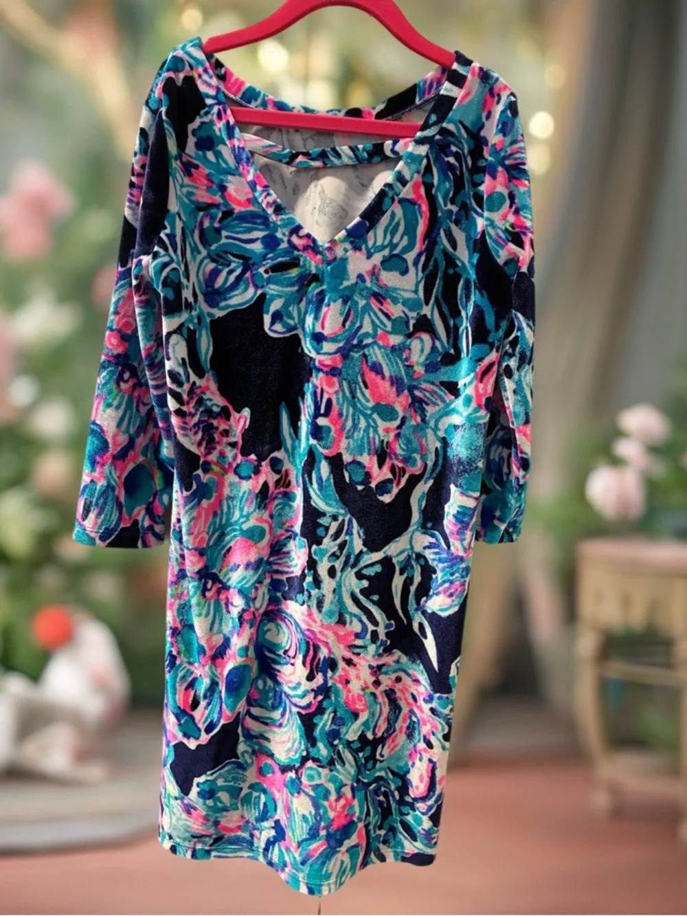 Lily Pulitzer Girls L 10-12 Colorful Floral Velour Dress - Beautiful